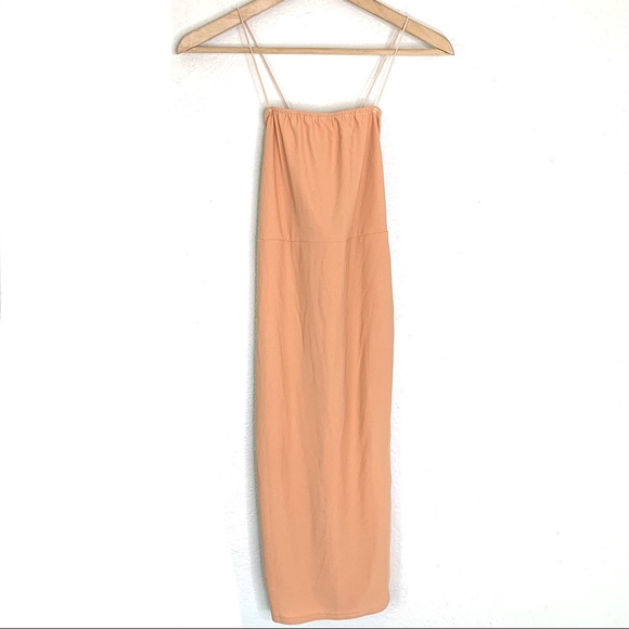 NEW Boohoo tan split mini sheath dress size 10 - Picture 2 of 8